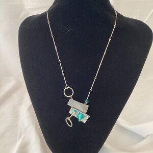 Silver tone, blue and green reversible (?) Anne-Marie Chagnon necklace